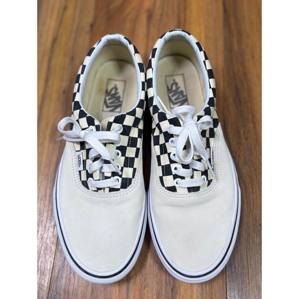 Vans Era Checkerboard Cream Black Skate Shoes Men's 9 Women's 10.5